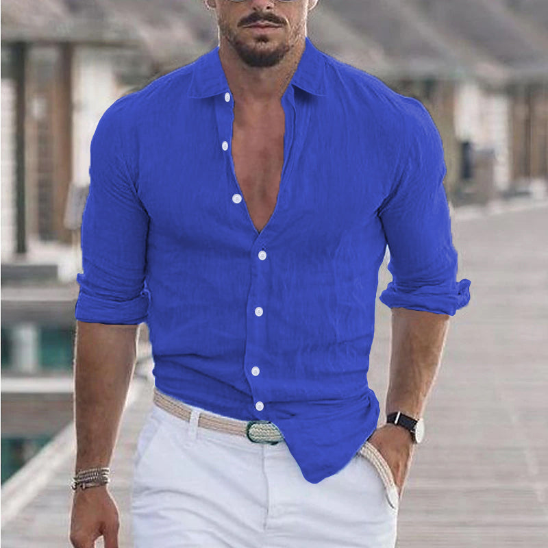 Men's Casual Button-Up Long Sleeve Shirt