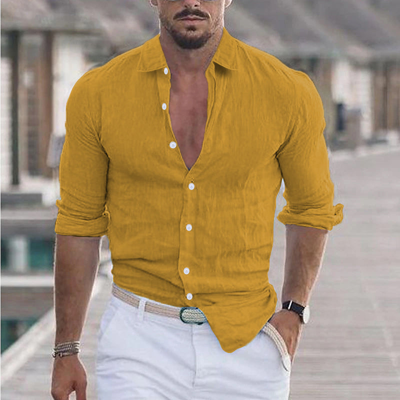 Men's Casual Button-Up Long Sleeve Shirt