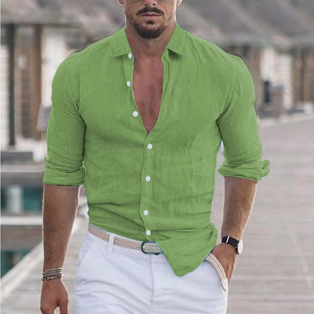 Men's Casual Button-Up Long Sleeve Shirt