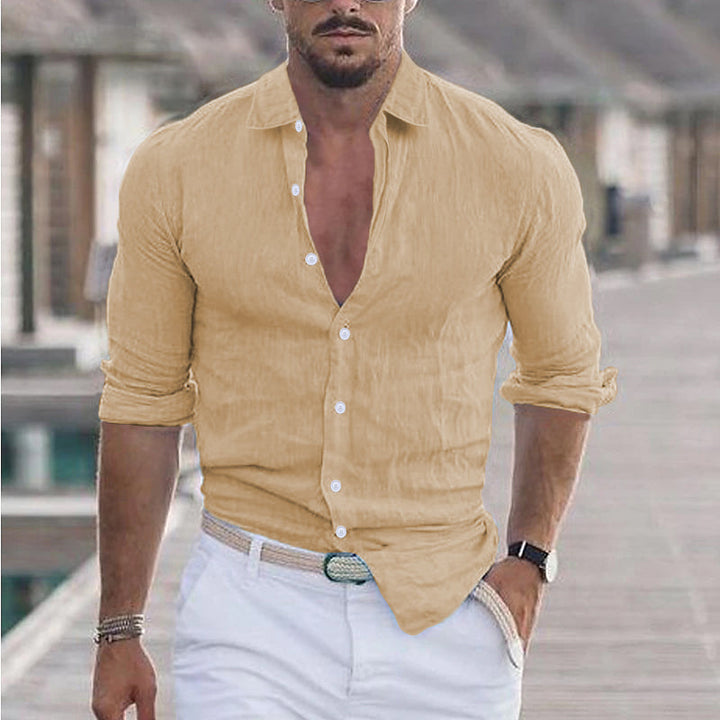 Men's Casual Button-Up Long Sleeve Shirt