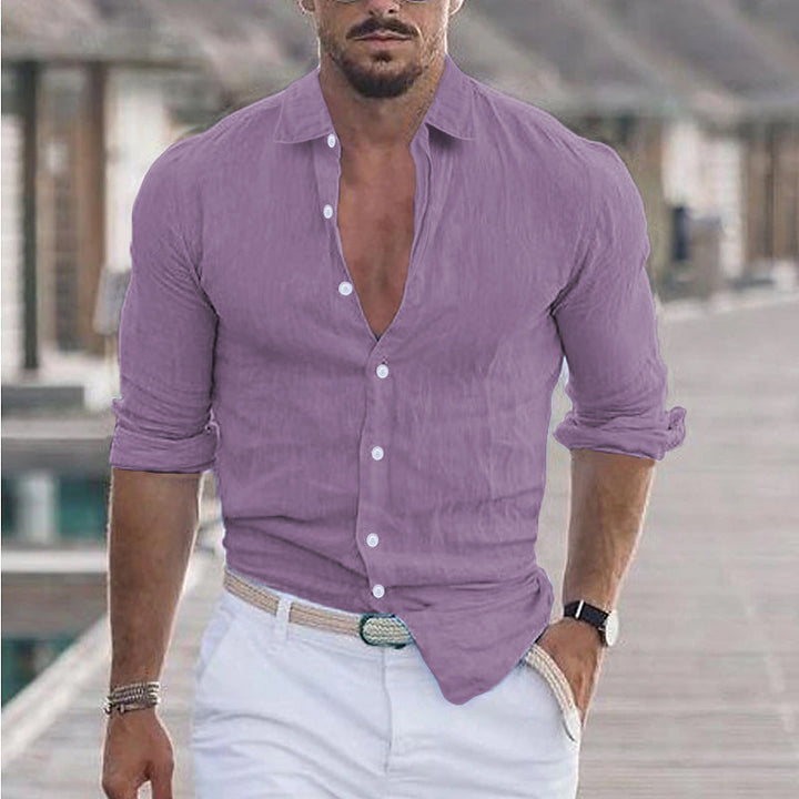 Men's Casual Button-Up Long Sleeve Shirt