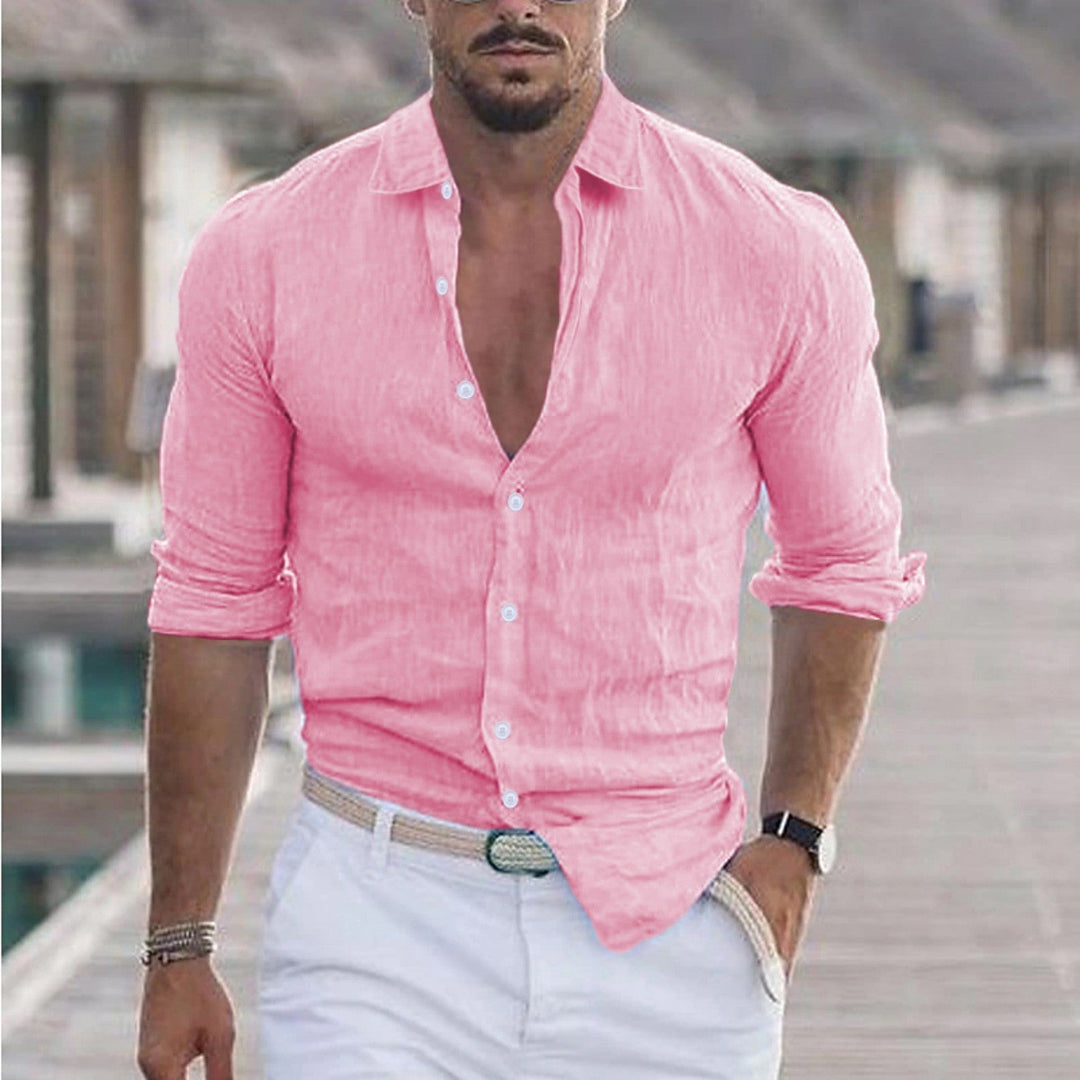 Men's Casual Button-Up Long Sleeve Shirt