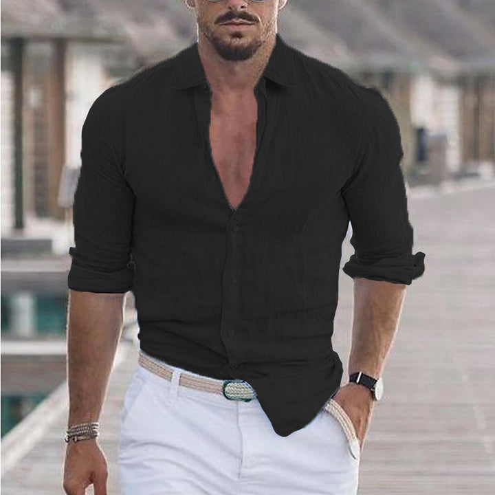 Men's Casual Button-Up Long Sleeve Shirt