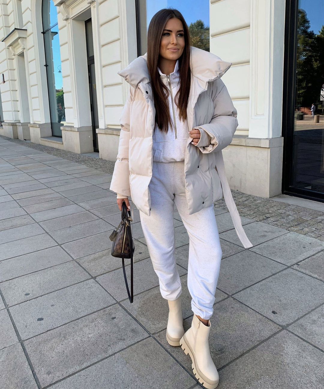 Women's Quilted Coat with a High Neck and a Zip