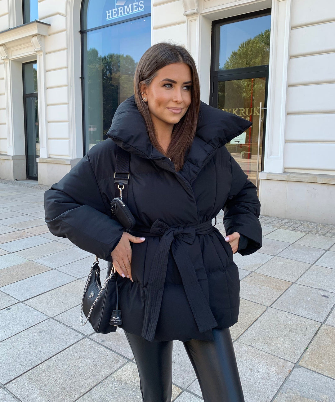 Women's Quilted Coat with a High Neck and a Zip