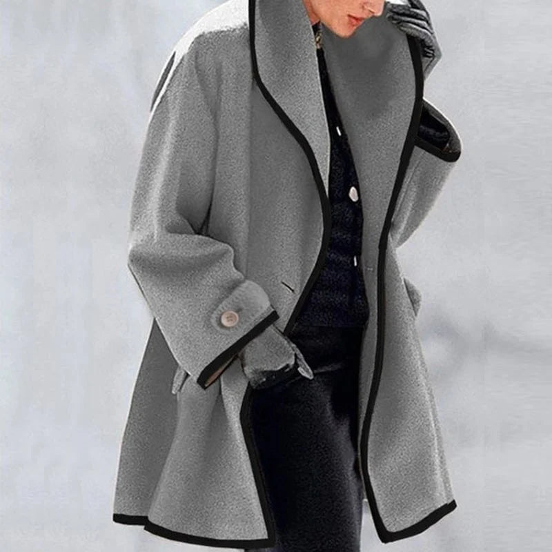 Women's Wool Trench Coat with Pockets – Grey