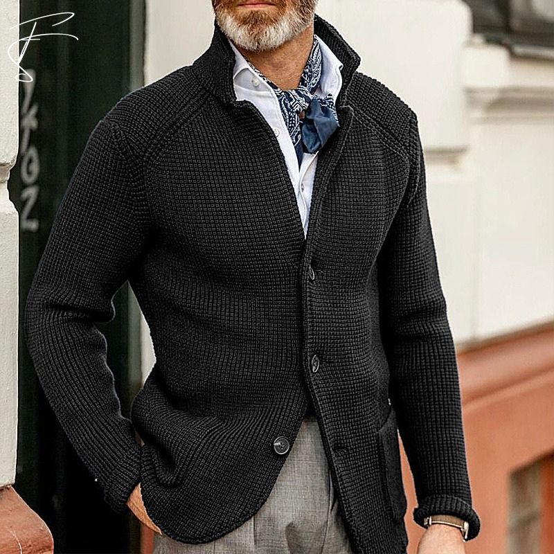 Harrison - Men's Knit Cardigan with Shawl Collar and Buttons - photo 2