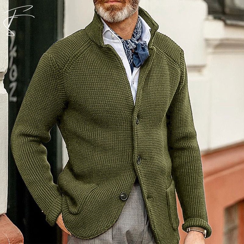 Harrison - Men's Knit Cardigan with Shawl Collar and Buttons - photo 4