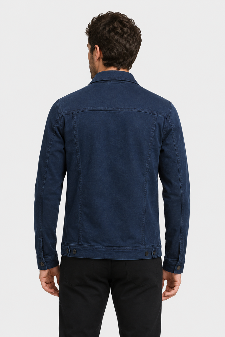 Men's Denim Trucker Jacket with Flap Chest Pockets