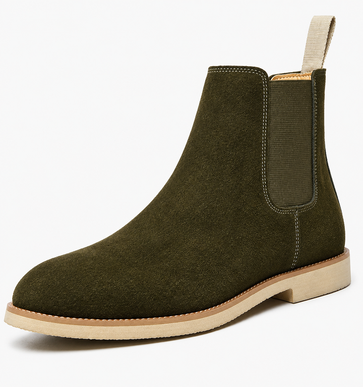 Men's Suede Chelsea Boots with Elastic Panels