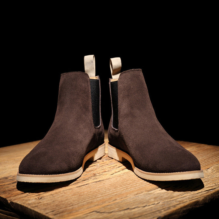 Men's Suede Chelsea Boots with Elastic Panels
