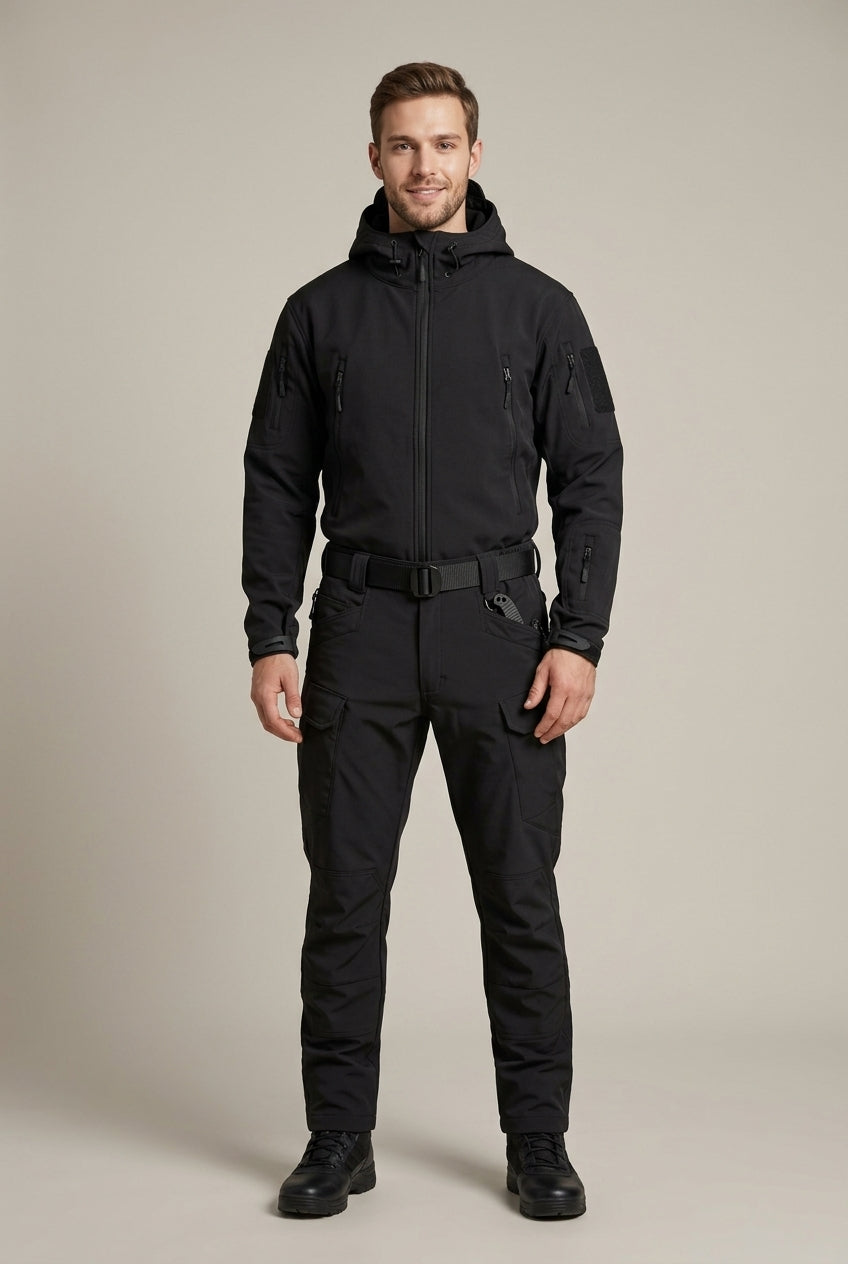 Men's Two-Piece Set with Hood and Zip Front