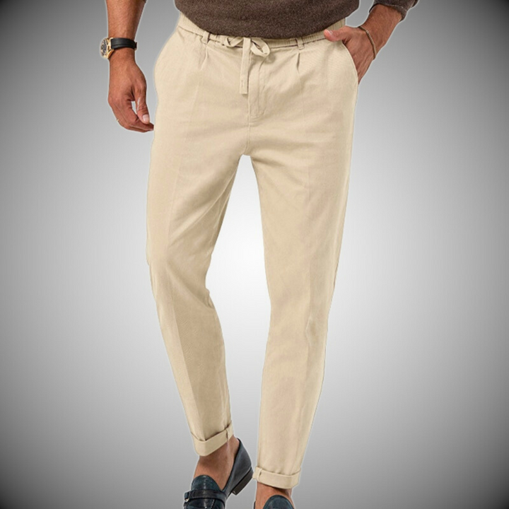 Men's Chinos with Straight Leg and Drawstring Waist