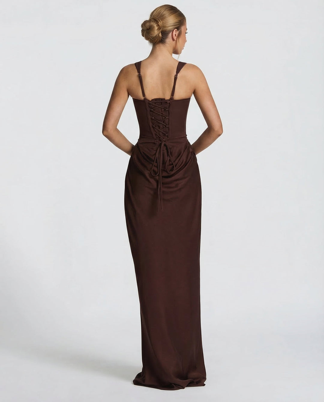 Women's Square Neck Maxi Dress with Draped Waist