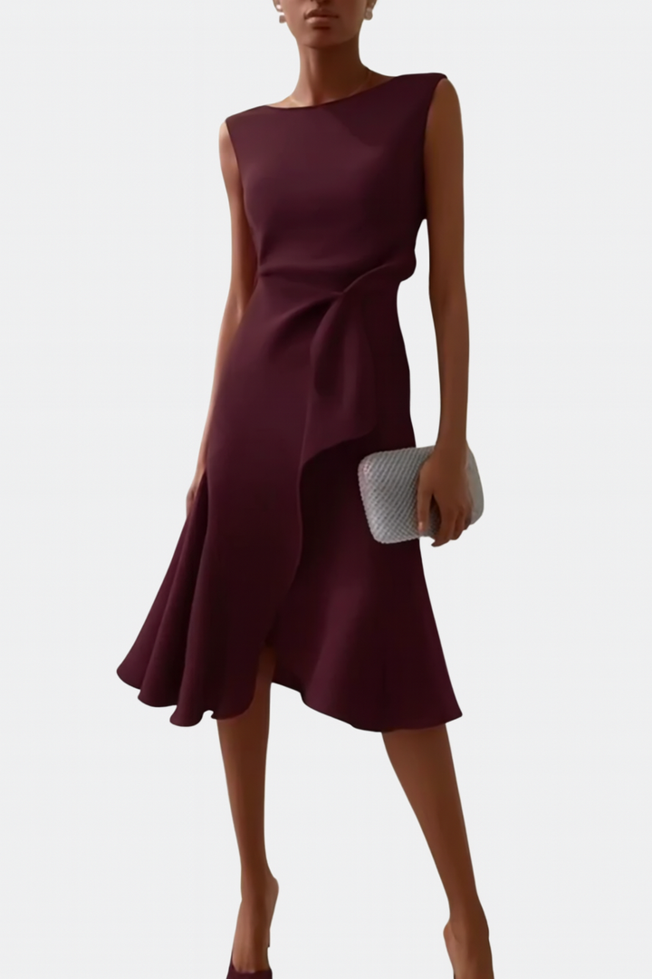 Sheila - Women's Draped Asymmetric Midi Dress