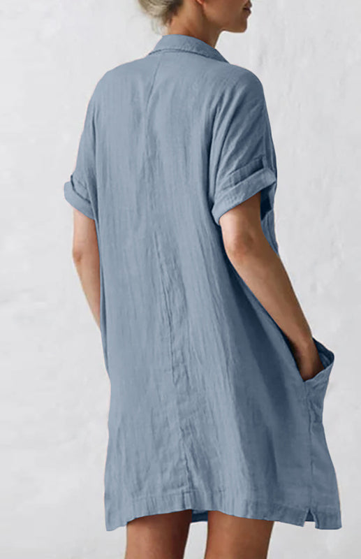 Jillian - Button-Down Shirt Dress with Lapel Collar and Pockets (Plus Size Available)