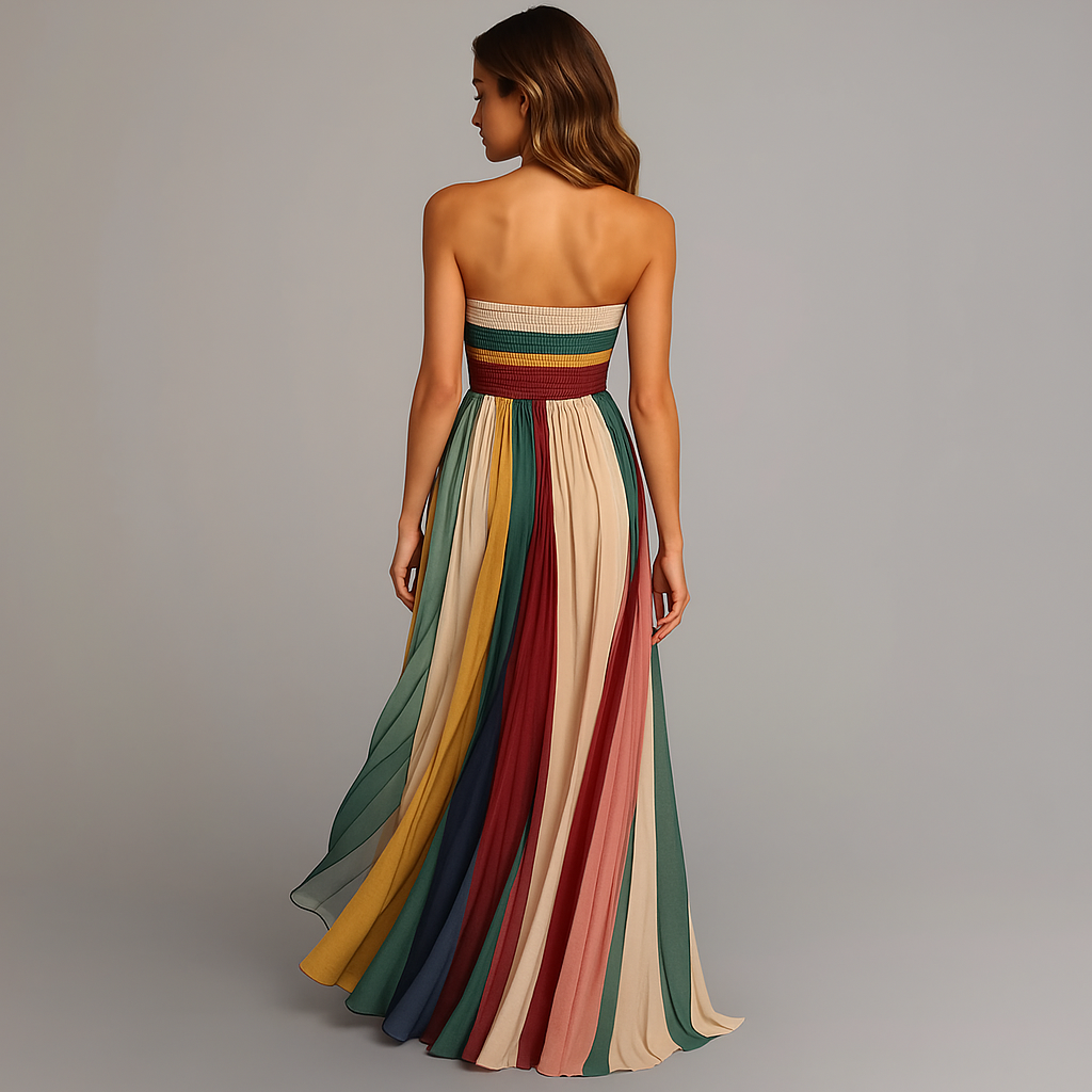 Judith - Women's Strapless Pleated Maxi Dress