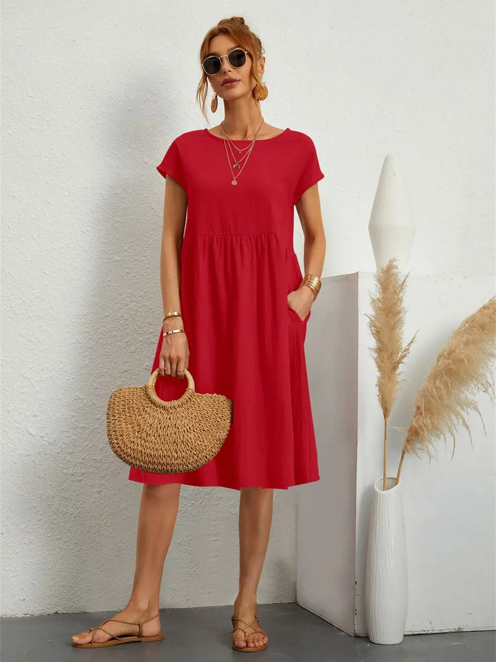 Minimalist Short Sleeve Dress with Functional Pockets