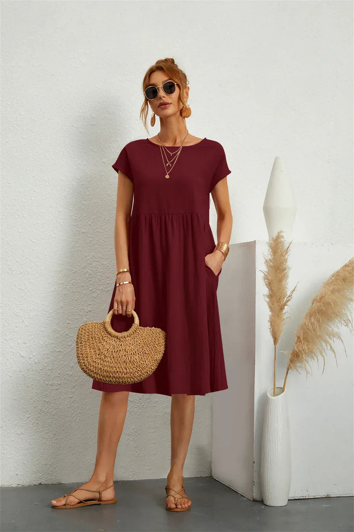 Minimalist Short Sleeve Dress with Functional Pockets