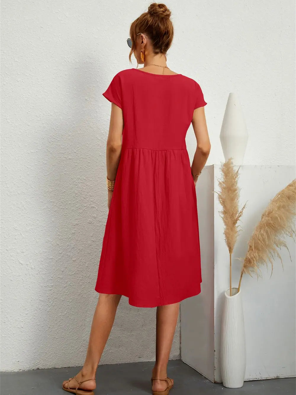 Minimalist Short Sleeve Dress with Functional Pockets