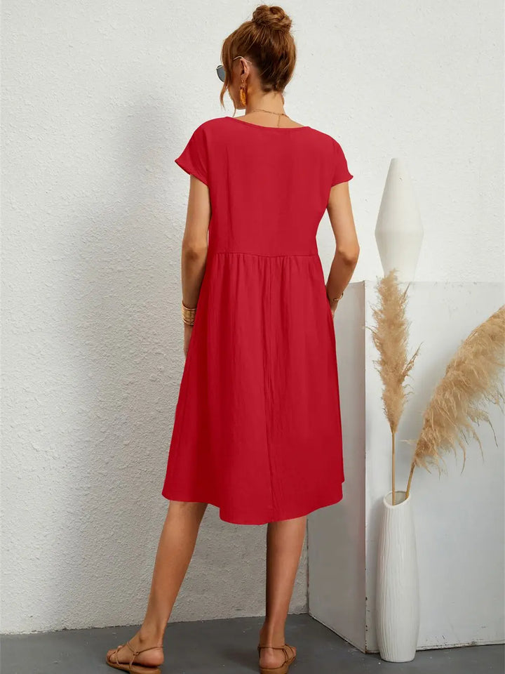 Minimalist Short Sleeve Dress with Functional Pockets