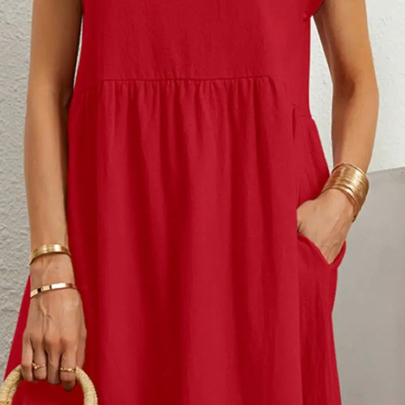 Minimalist Short Sleeve Dress with Functional Pockets