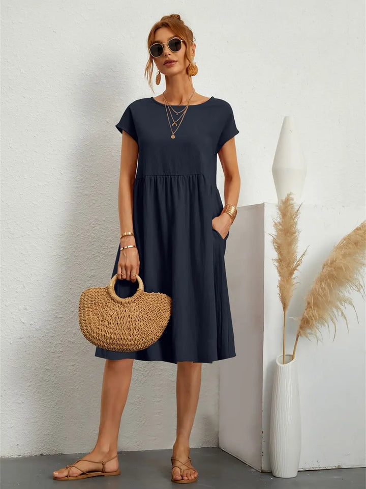 Minimalist Short Sleeve Dress with Functional Pockets