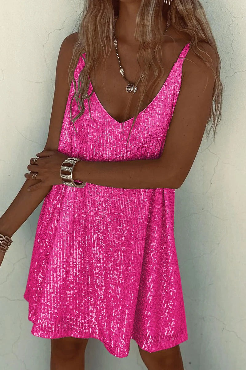 Dazzle Hour V-Back Sequin Mini Dress