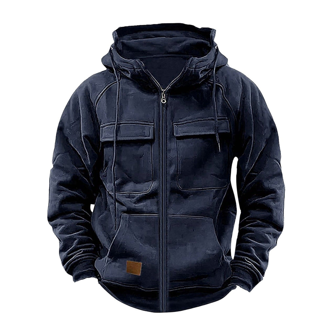 Men's Hoodie – Relaxed Fit – Half Zip – Chest Pockets – Soft Cotton Fleece