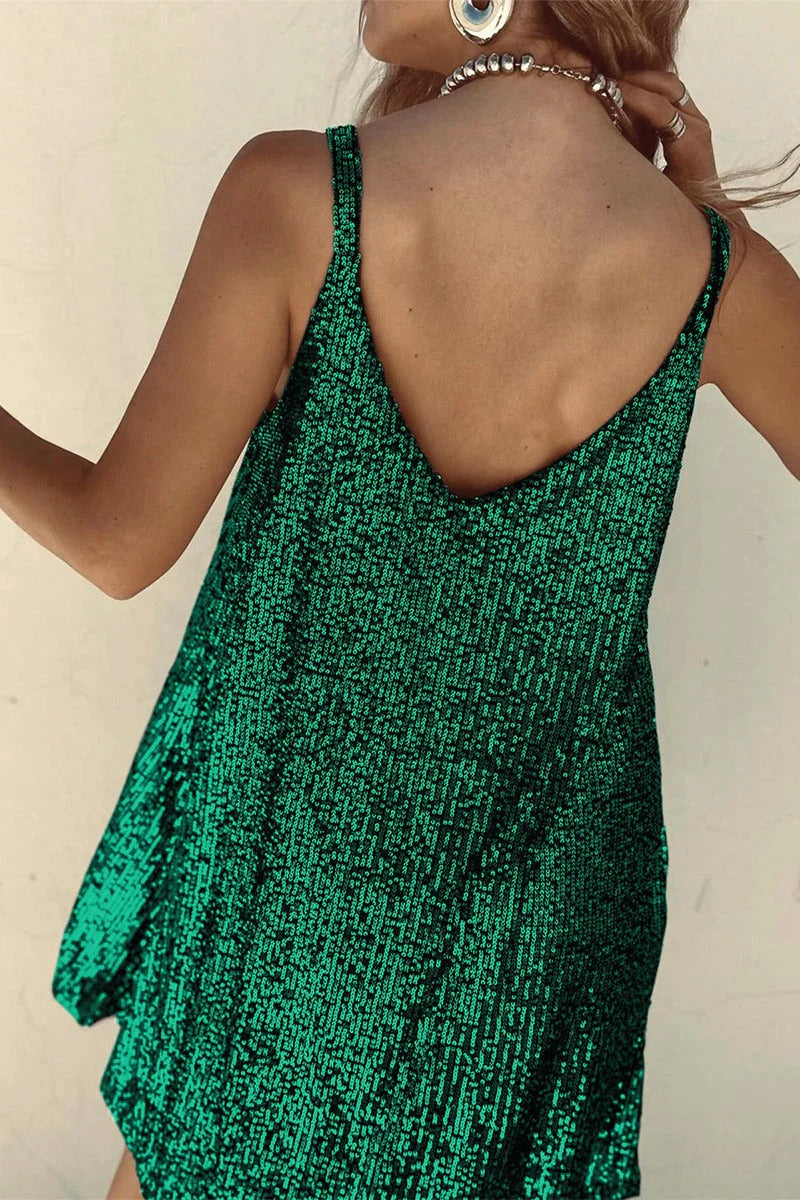 Dazzle Hour V-Back Sequin Mini Dress