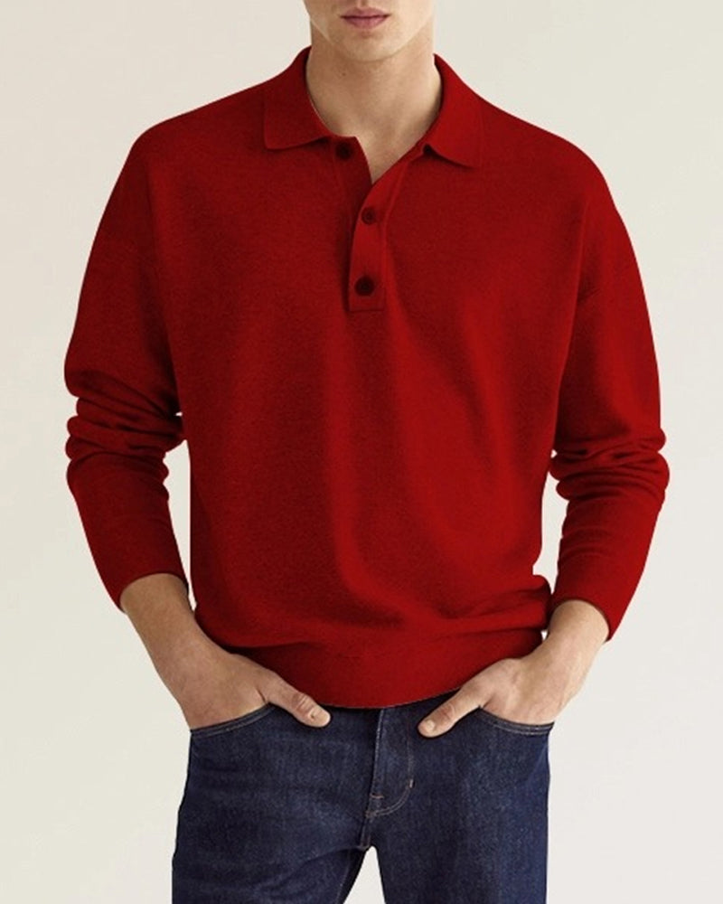Men's Classic Long Sleeve Polo Sweater