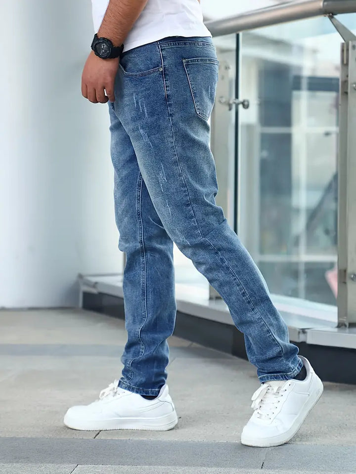 Men's Distressed Denim Jeans with Pockets