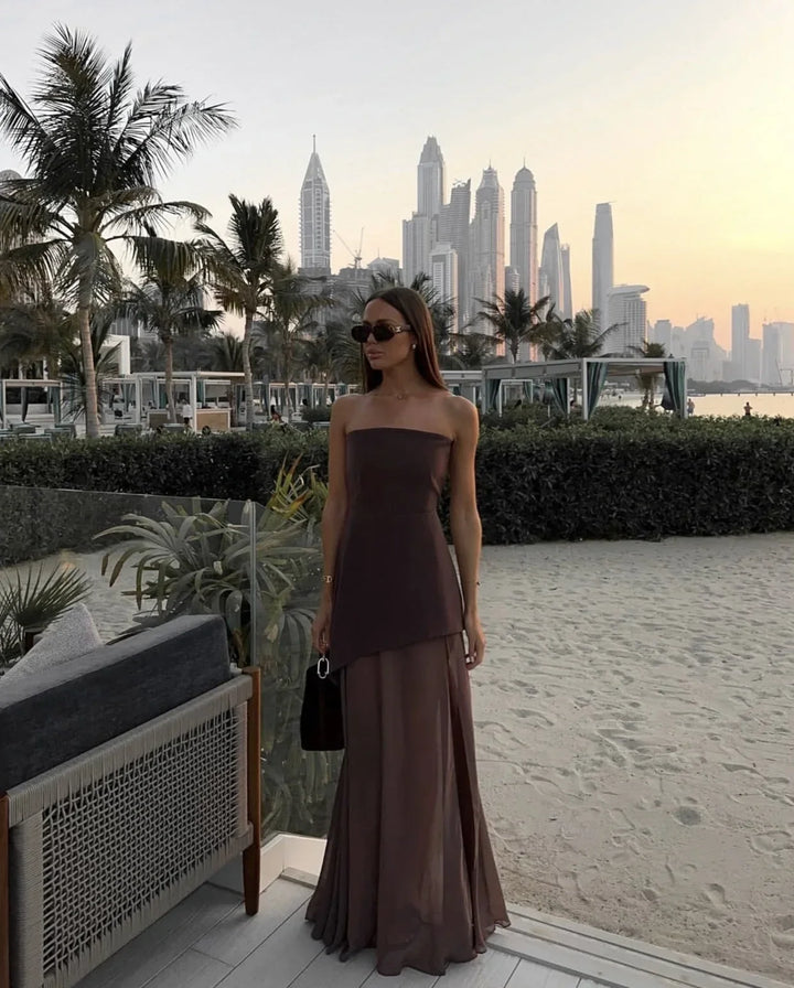 Karina - Women’s Asymmetrical Layered Maxi Dress