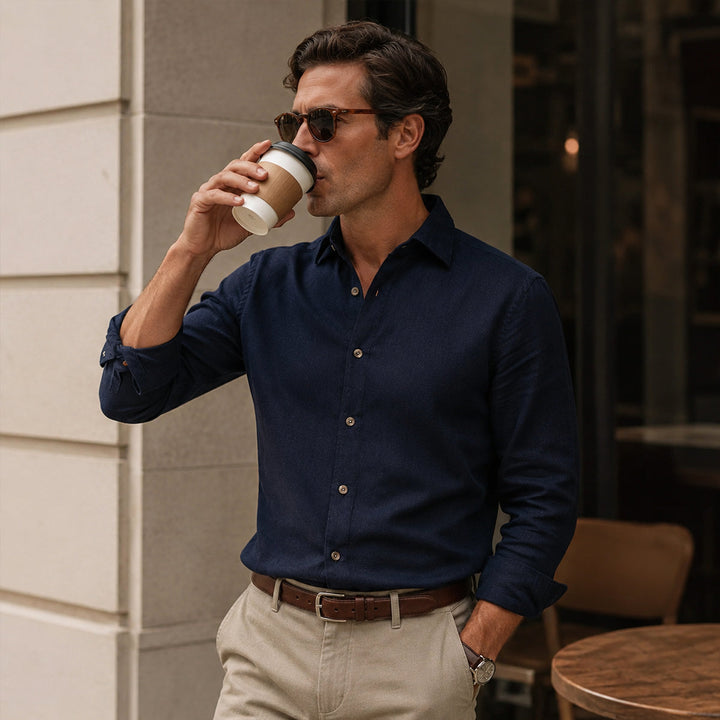 Men's Corduroy Shirt with Button Front and Collar