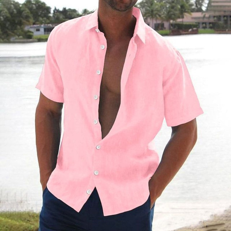 Men's Short Sleeve Casual Button-Up Shirt
