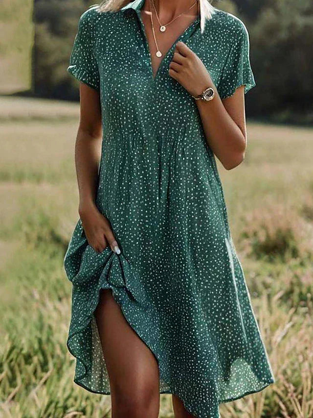 Stylish Midi Shirt Dress for Women | Comfortable Short-Sleeve