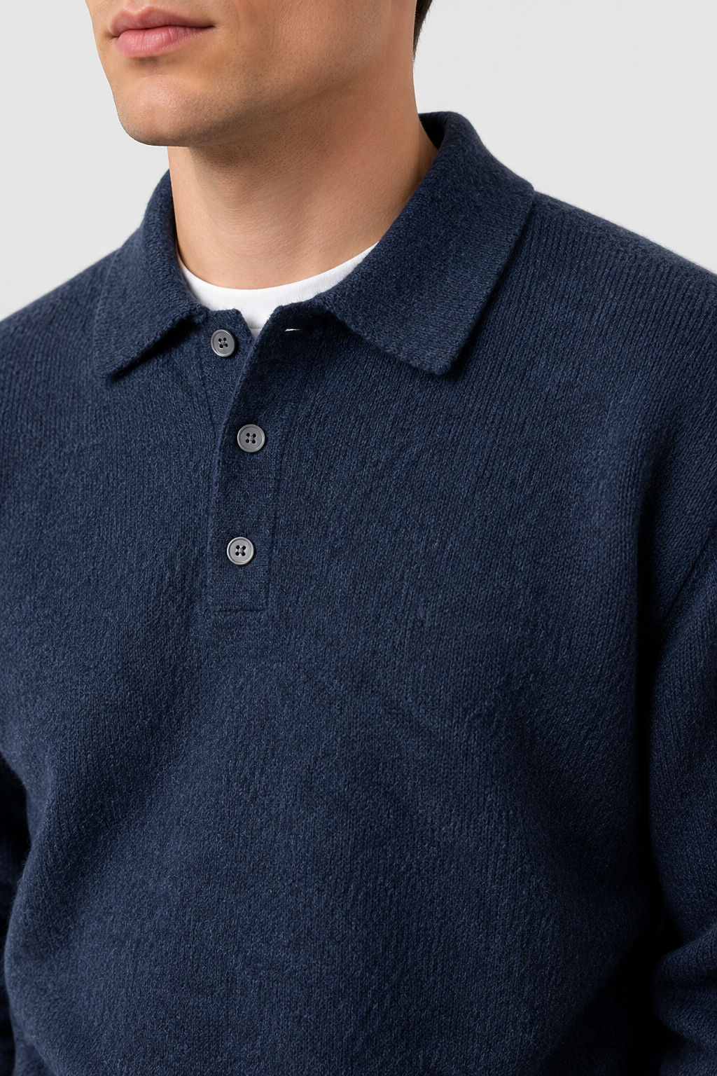 Men's Knitted Polo Jumper with a Button Front - photo 4