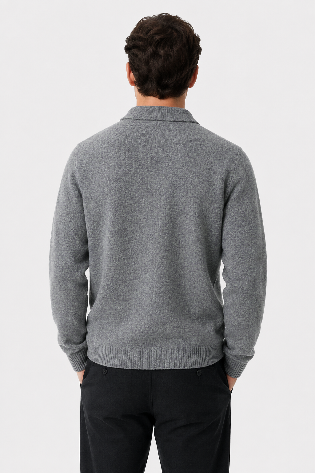 Men's Knitted Polo Jumper with a Button Front - photo 7