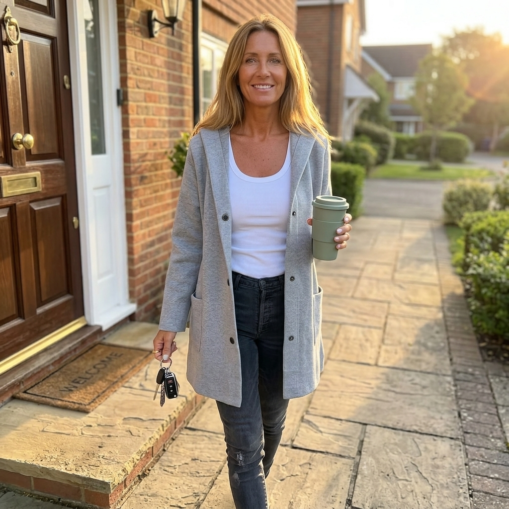 Women's Hooded Wool Coat with Pockets and a Button Front