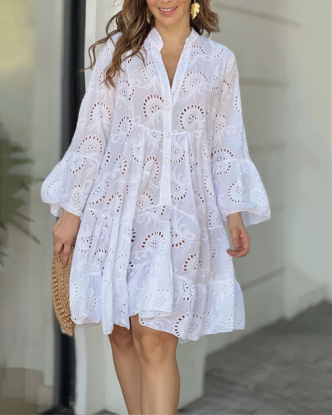 Lucy - Women's Embroidered V-Neck Summer Dress - photo 4