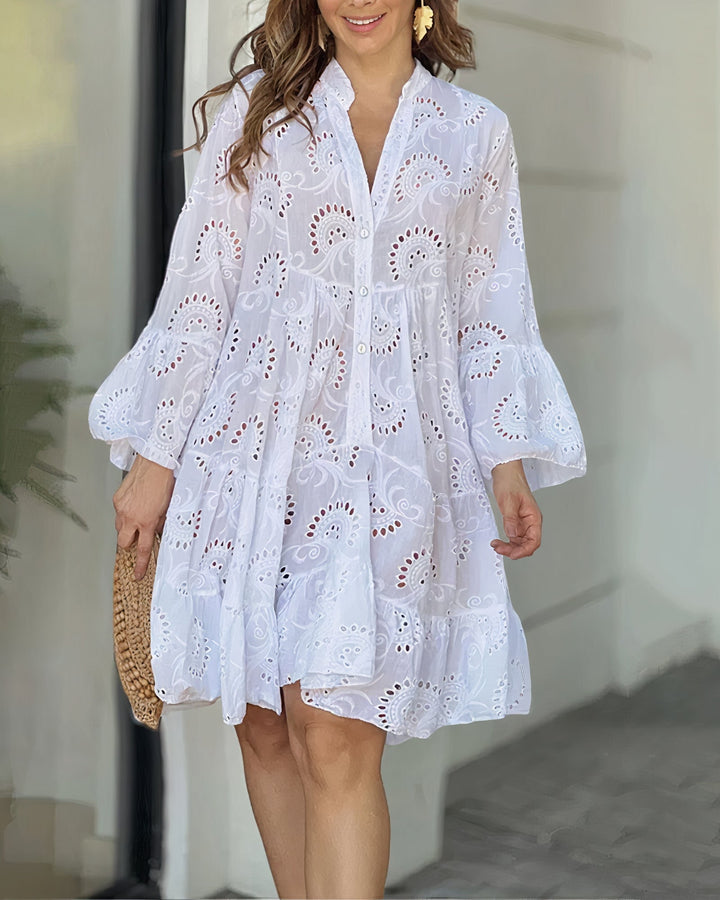 Lucy - Women's Embroidered V-Neck Summer Dress - photo 4