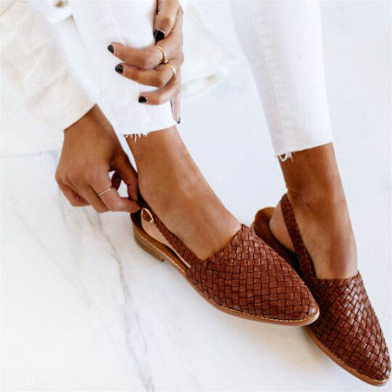 Lucy - Women's Woven Leather Sandals with Adjustable Buckle - photo 1