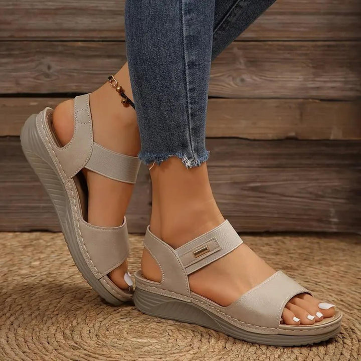 Luna - Women's Velcro Strap Comfort Wedge Sandals - photo 4