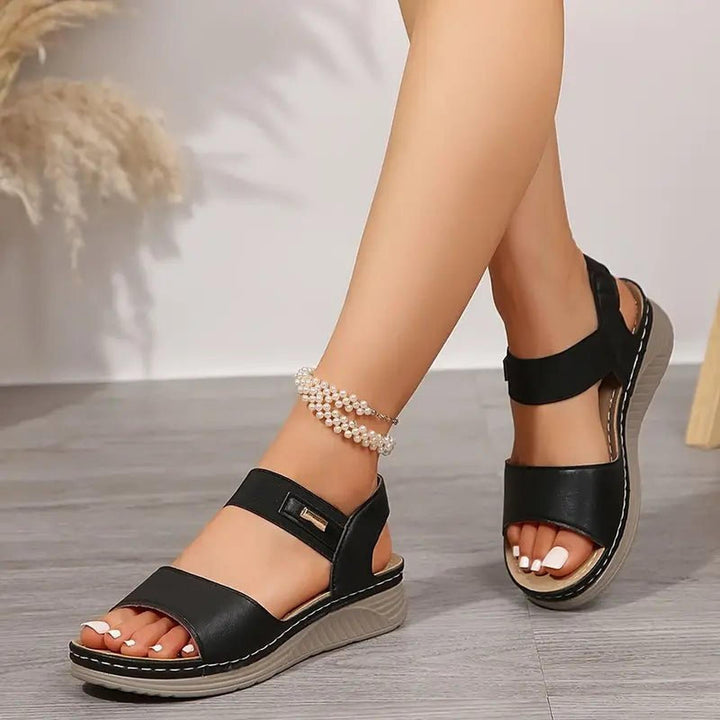 Luna - Women's Velcro Strap Comfort Wedge Sandals - photo 6