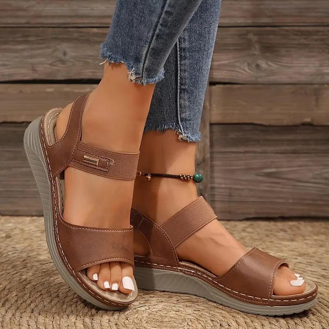 Luna - Women's Velcro Strap Comfort Wedge Sandals - photo 7