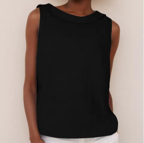 Anne - Women's Sleeveless Roll Collar Top - photo 8