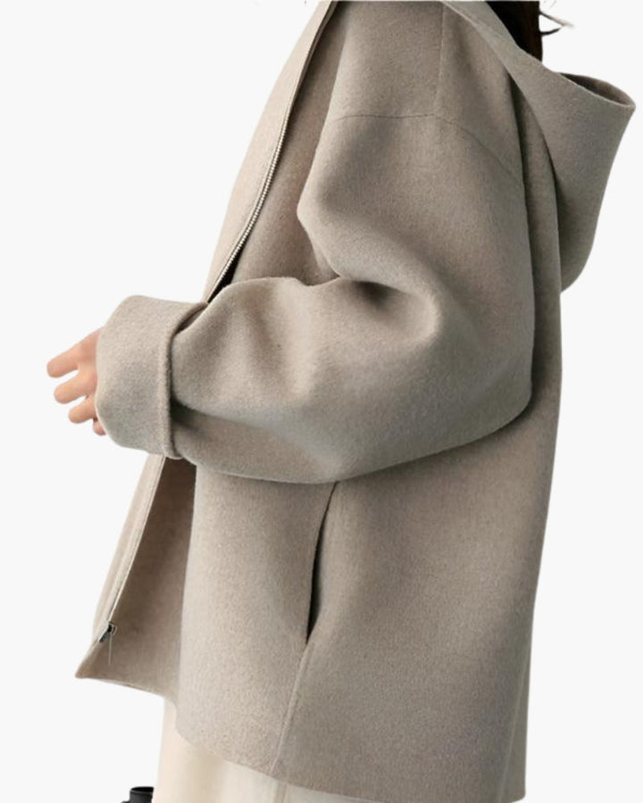 Women's Wool Hooded Zip Coat