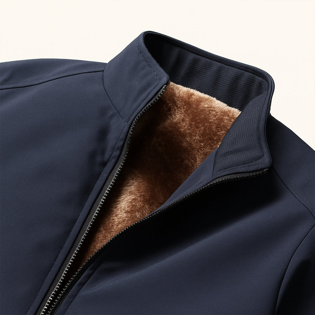 Men's Check Pattern Jacket with Zip Front and Relaxed Fit
