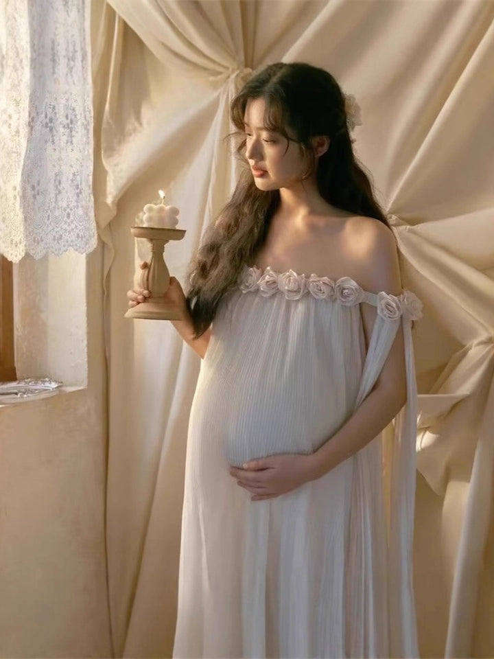 Mackenzie - Abito premaman da servizio fotografico con rose 3D