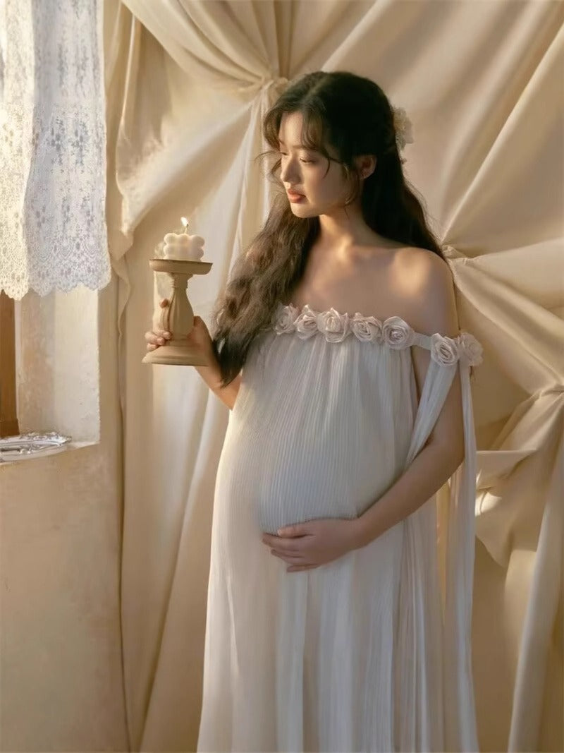 Mackenzie - Abito premaman da servizio fotografico con rose 3D